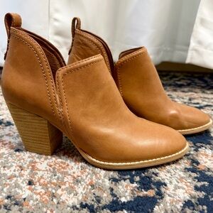 Jeffrey Campbell ‘Rosalee’ Chunky Block Heel Bootie in Tan Leather Size 8.5